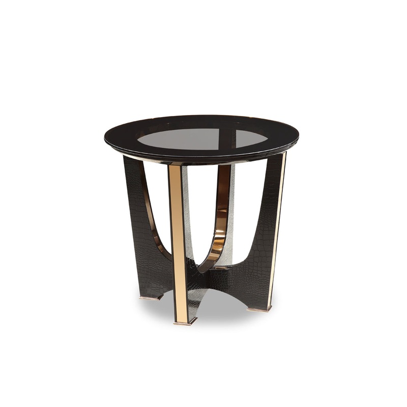 22' Black Crocodile and Rosegold End Table By Homeroots