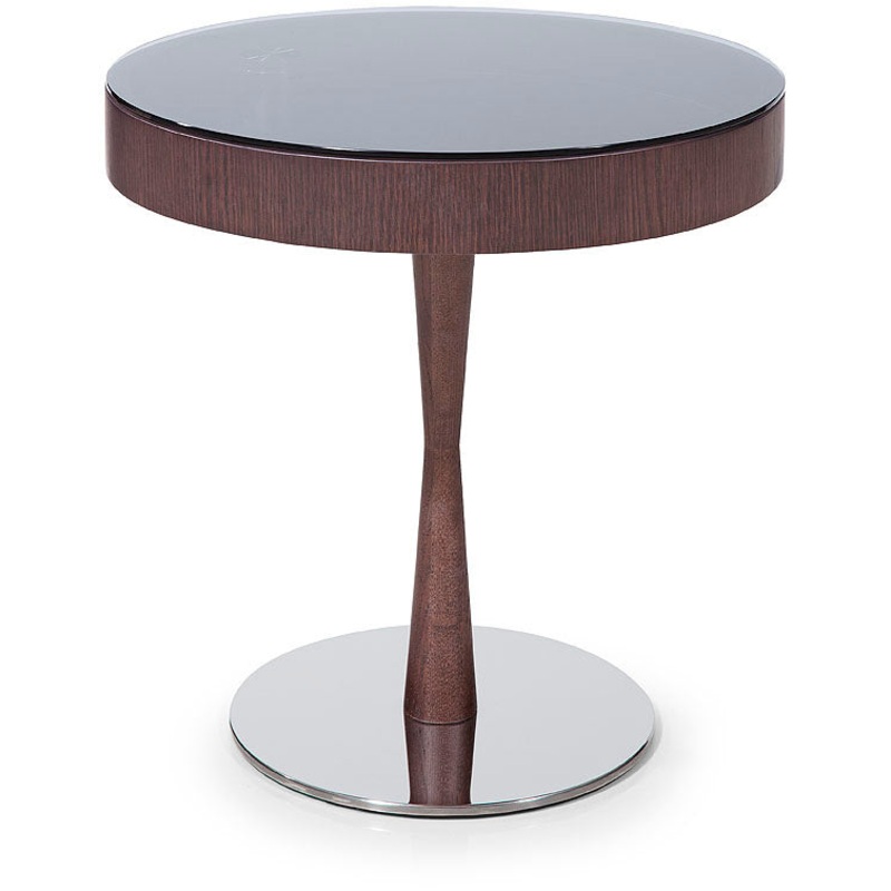 22' Brown Oak Veneer Round End Table By Homeroots