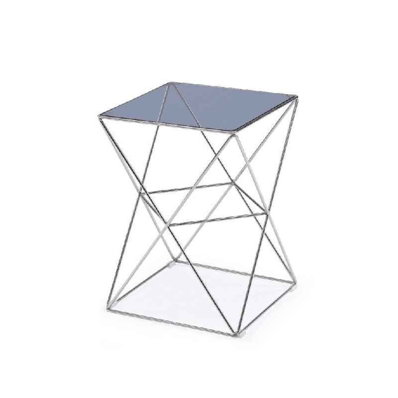 22' Glass and Stainless Steel End Table By Homeroots