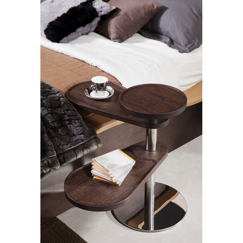 24' Brown Oak Veneer and Stainless Steel End Table By Homeroots