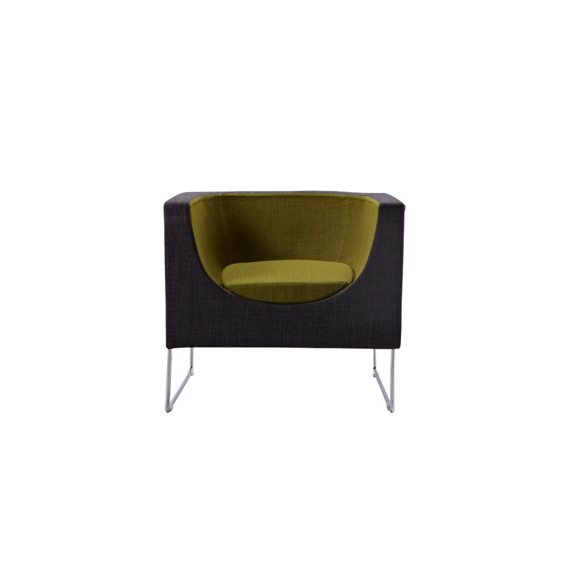 24' Grey and Green Fabric Polyester and Stainless Steel Accent Chair By Homeroots