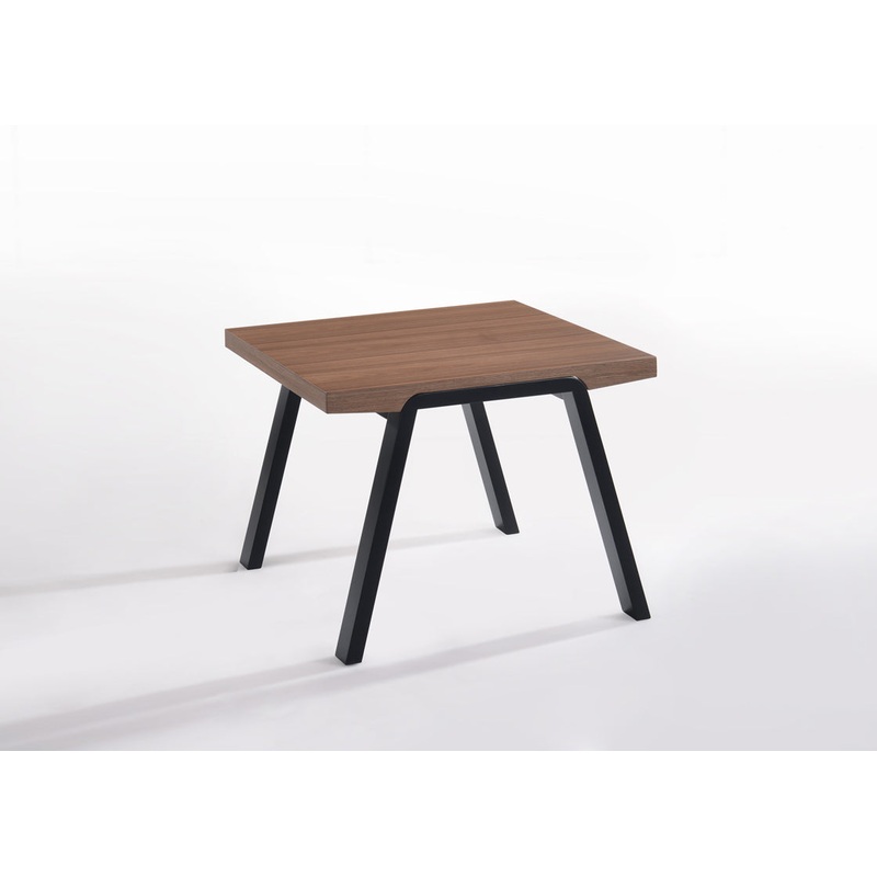 24' Walnut Wood and Black Metal End Table By Homeroots