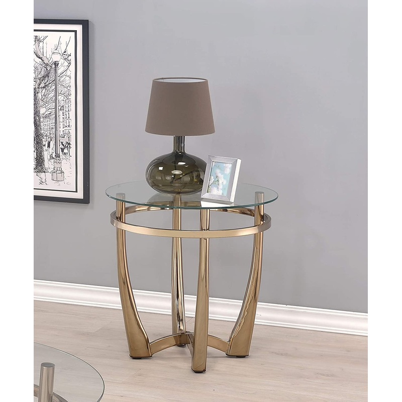 25' X 23' Champagne And Clear Glass End Table By Homeroots