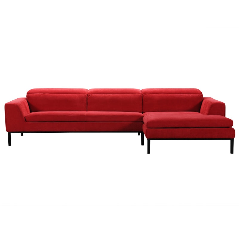 28' Red Fabric and Wood Sectional Sofa By Homeroots
