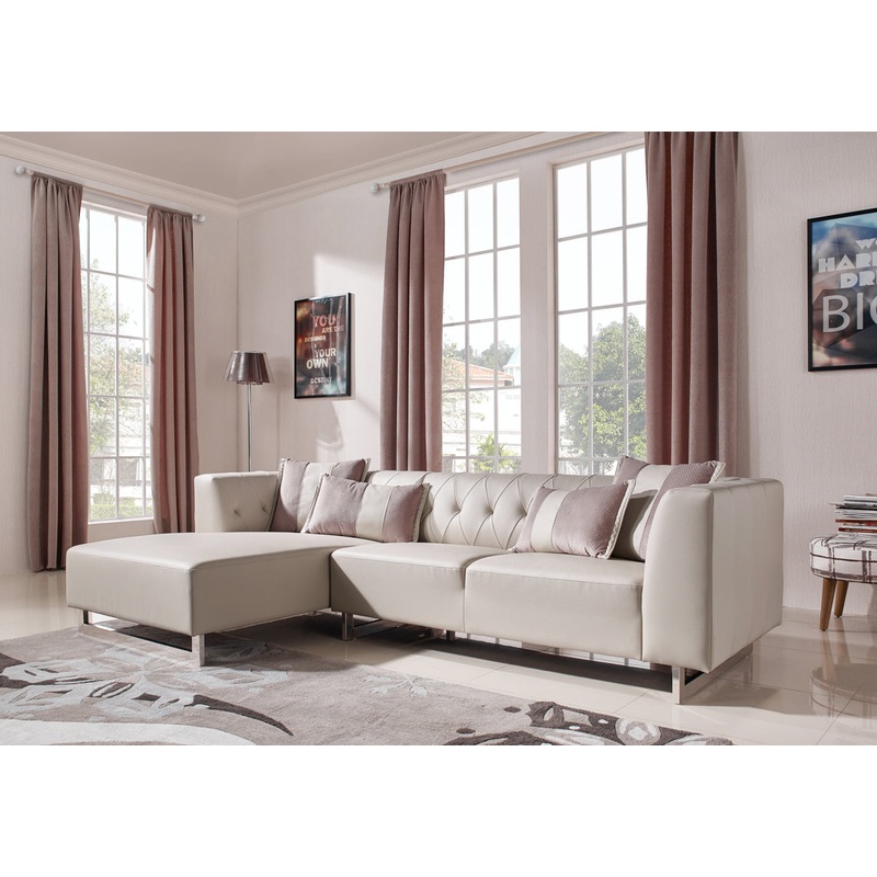 29' Metal Foam Wood and Leatherette Sectional Sofa By Homeroots