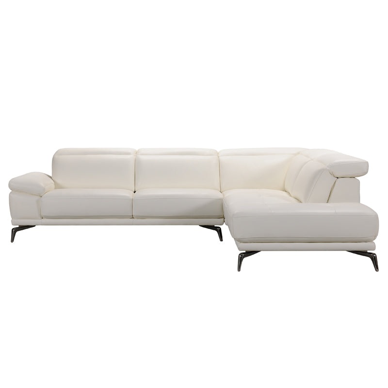 29' White Leather and Wood Sectional Sofa By Homeroots