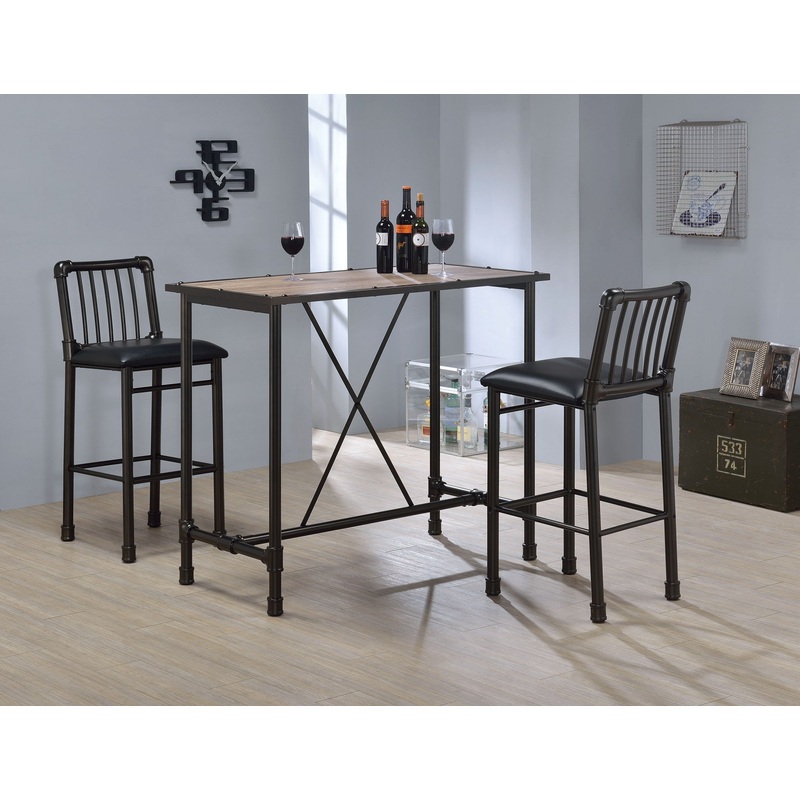 2pc Black And Black Bar Chair By Homeroots