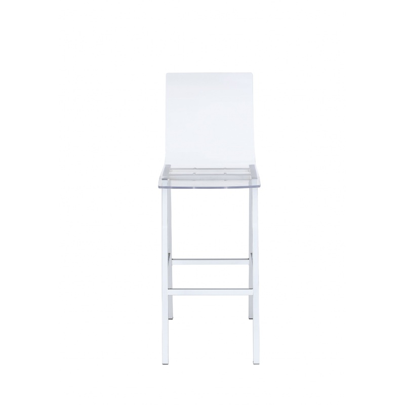 2Pc Clear Acrylic And Chrome Bar Chair By Homeroots