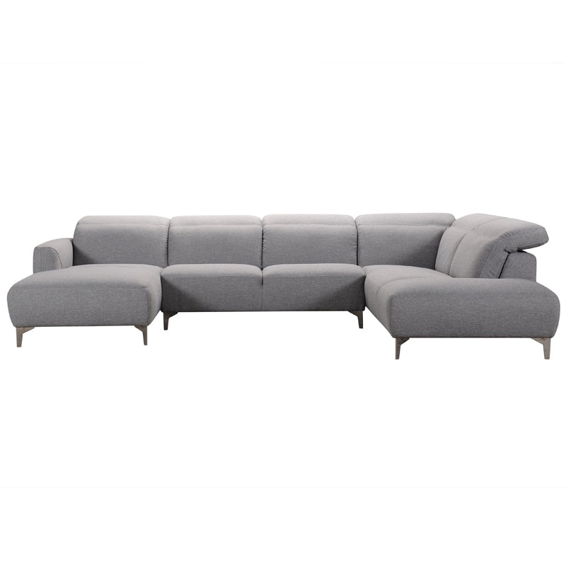 30' Grey Fabric and Iron Sectional Sofa with a Wood Frame By Homeroots