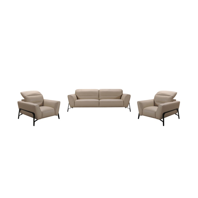 30' Taupe Leather Iron and Wood Sofa and Chair Set By Homeroots