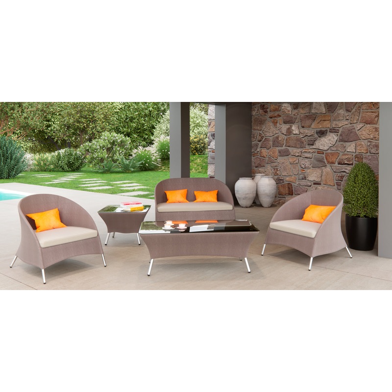 31' Brown Mesh Aluminum and Glass Sofa Set By Homeroots