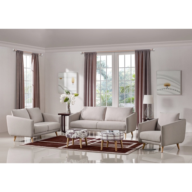 34' Beige Fabric Foam and Wood Sofa Set By Homeroots