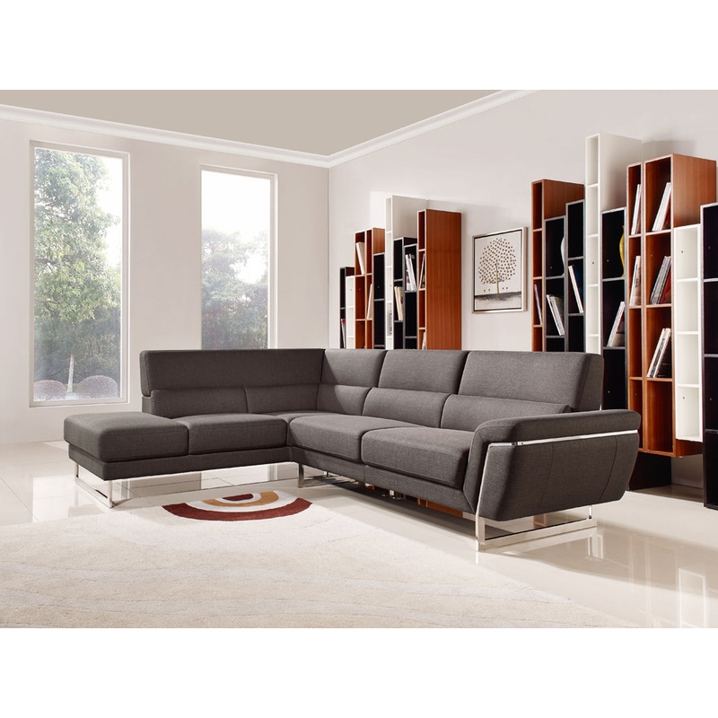 34' Brown Fabric Foam Wood and Steel Sectional Sofa By Homeroots