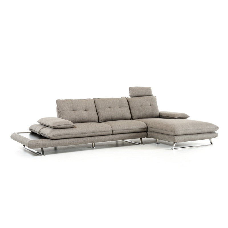 34" Grey Fabric Foam Wood and Steel Sectional Sofa By Homeroots