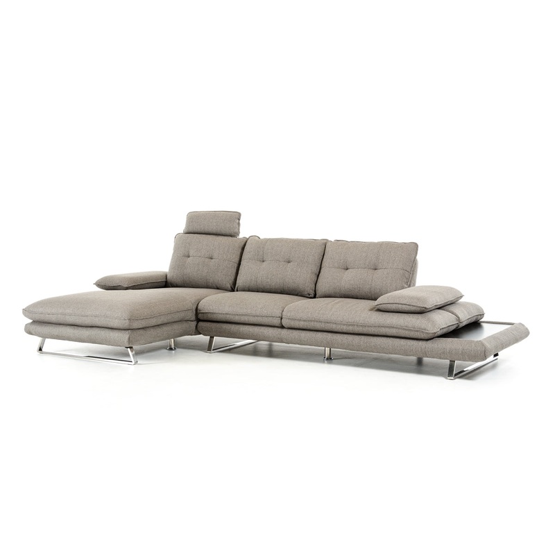 34' Grey Foam Steel Wood and Veneer Sectional Sofa By Homeroots