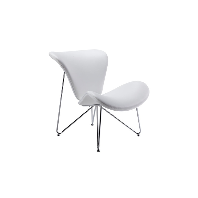 34' White Fabric Polyester and Metal Accent Chair By Homeroots