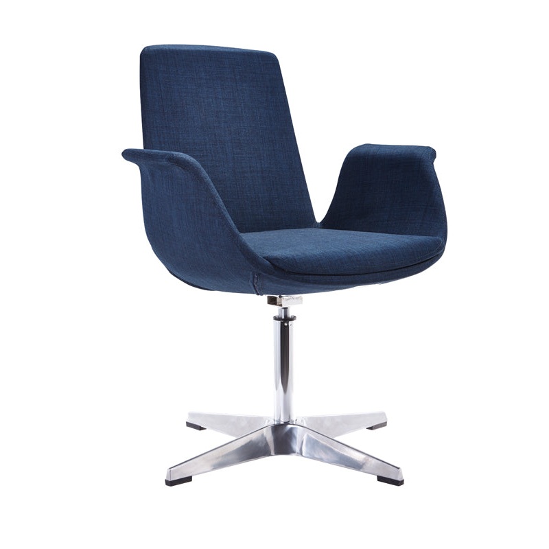 35' Blue Fabric Polyester and Aluminum Accent Chair By Homeroots