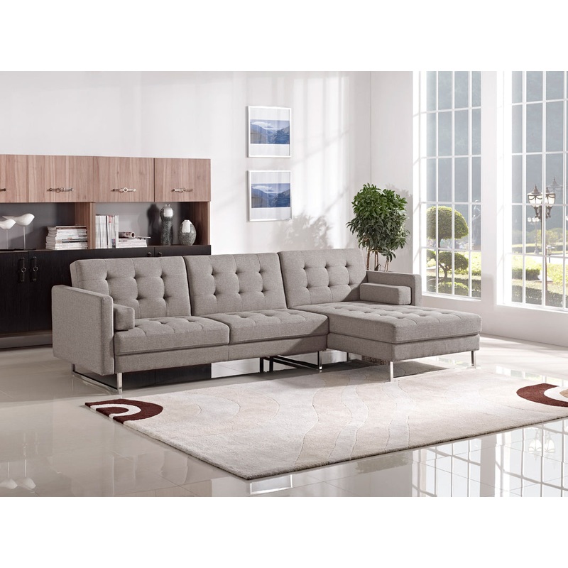 35' Brown Fabric Foam Wood and Steel Sectional Sofa By Homeroots