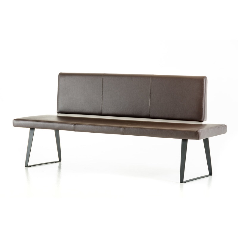 35' Brown Leatherette and Metal Dining Bench By Homeroots