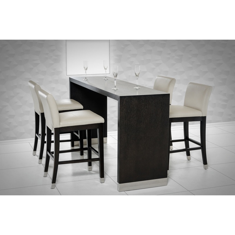 35' Wenge Veneer and Stainless Steel Bar Table By Homeroots