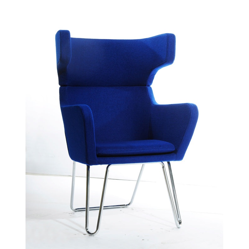 43' Blue Fabric Wool and Polyester Lounge Chair By Homeroots