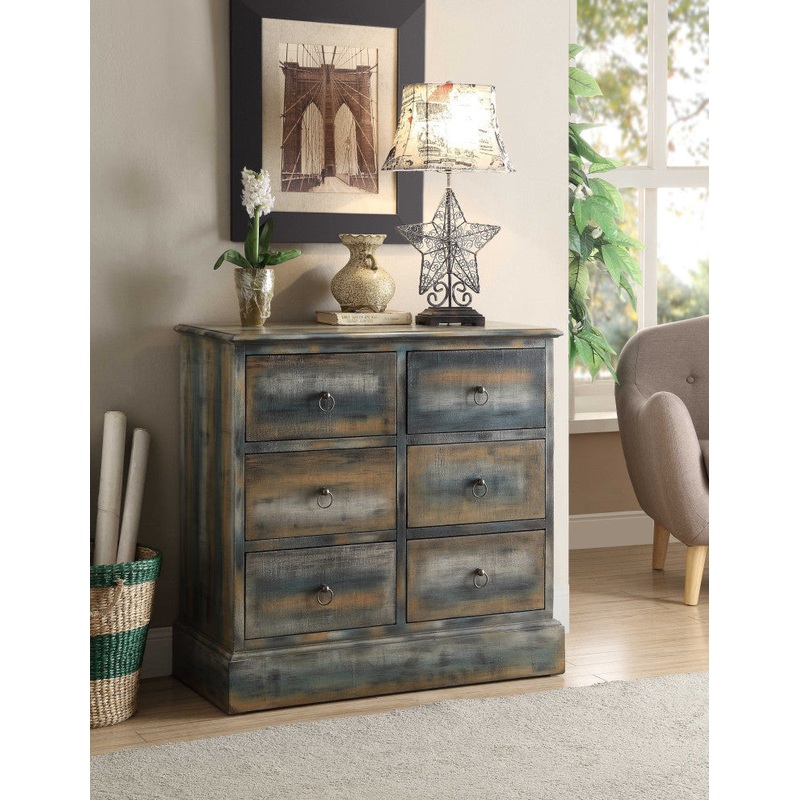 Antique Oak And Teal Console Table By Homeroots