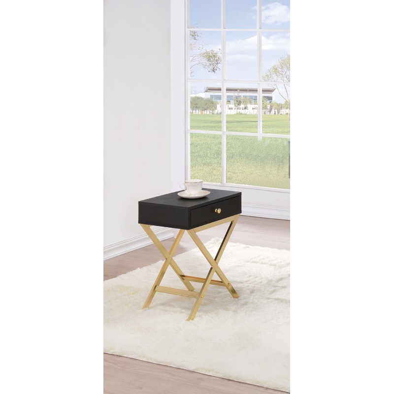 Black Brass Single Drawer Side Table By Homeroots