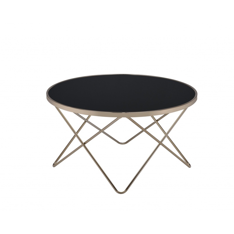 Black Glass And Champagne Coffee Table By Homeroots