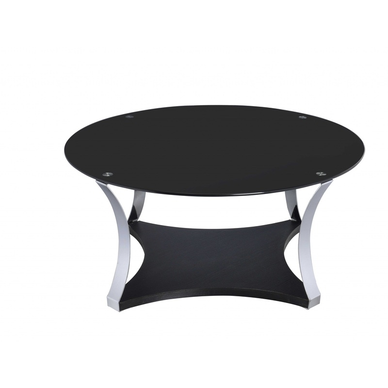 Black Glass And Chrome Coffee Table By Homeroots
