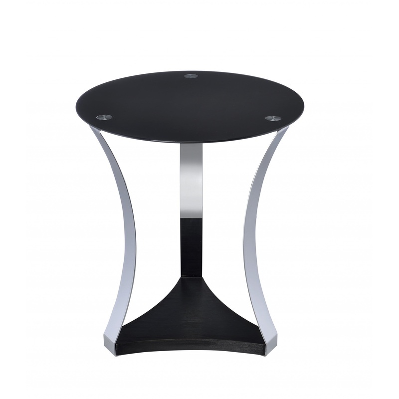 Black Glass & Chrome End Table By Homeroots