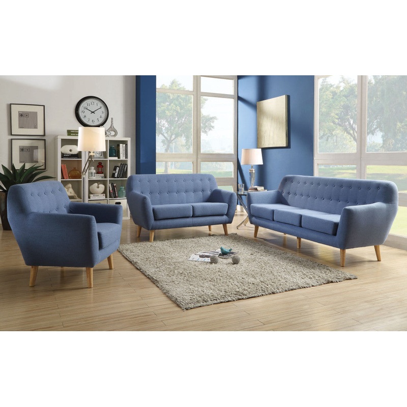 Blue Linen Chair By Homeroots
