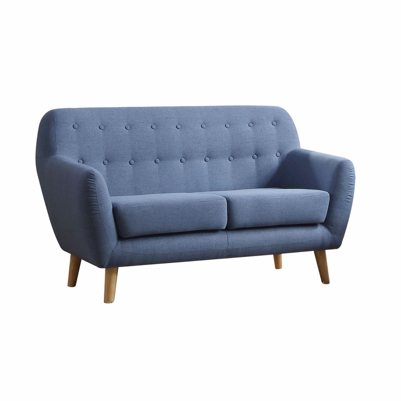 Blue Linen Loveseat By Homeroots