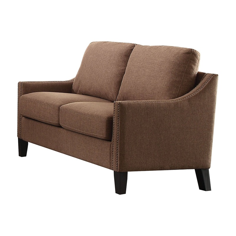 Brown Linen Loveseat By Homeroots