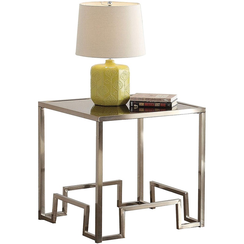 Champagne and Clear Glass End Table By Homeroots