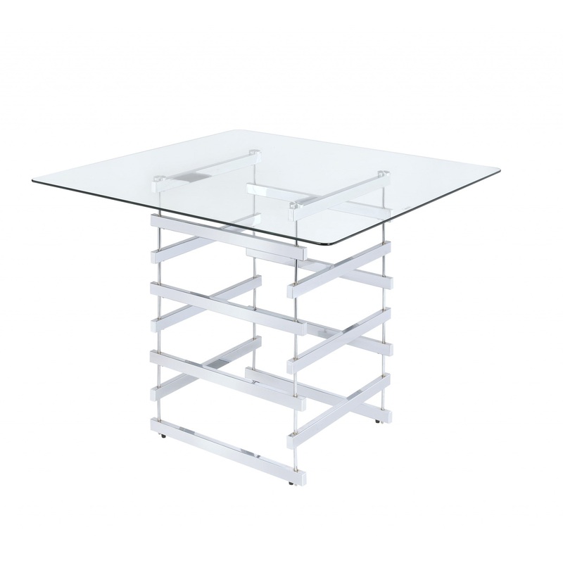 Clear Glass And Chrome Counter Height Table By Homeroots