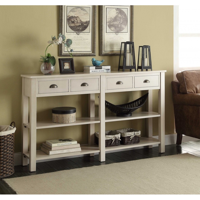 Cream Wooden Console Table By Homeroots - 286113