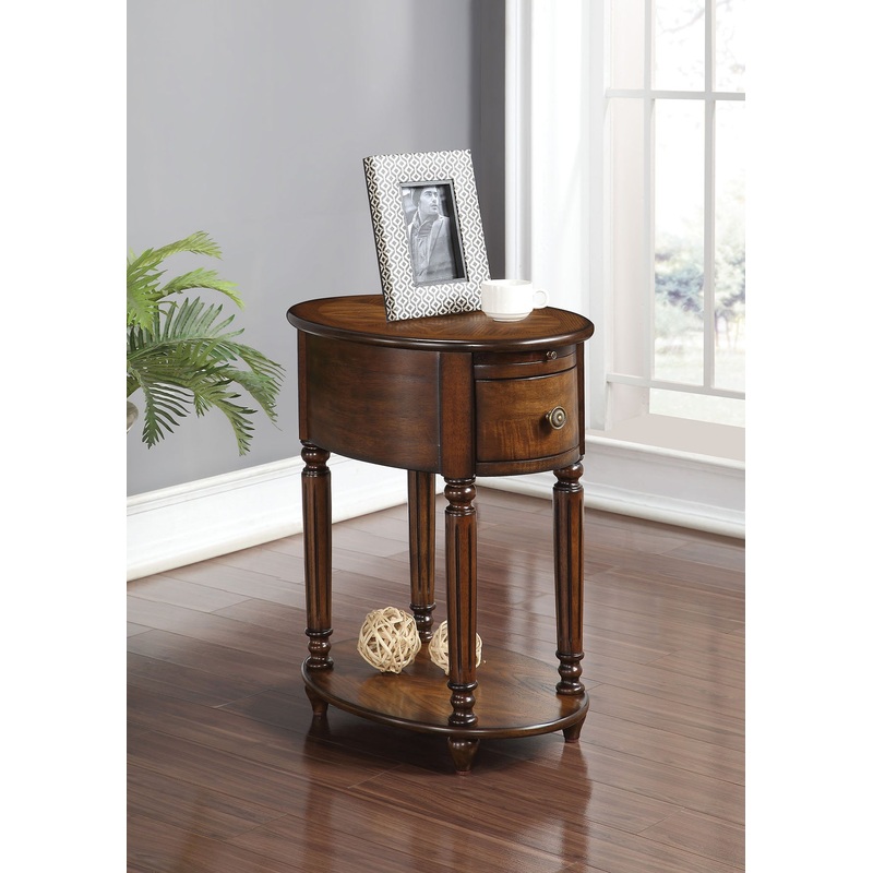 Dark Oak Finish Oval Side or End Table By Homeroots