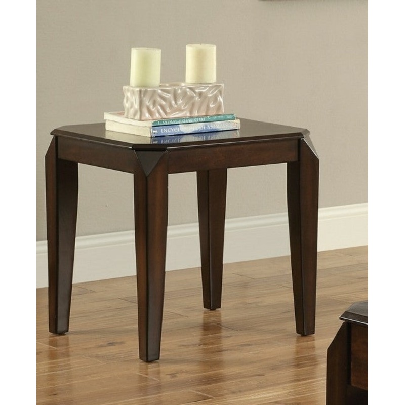 Faceted Corner Walnut Square End Table By Homeroots