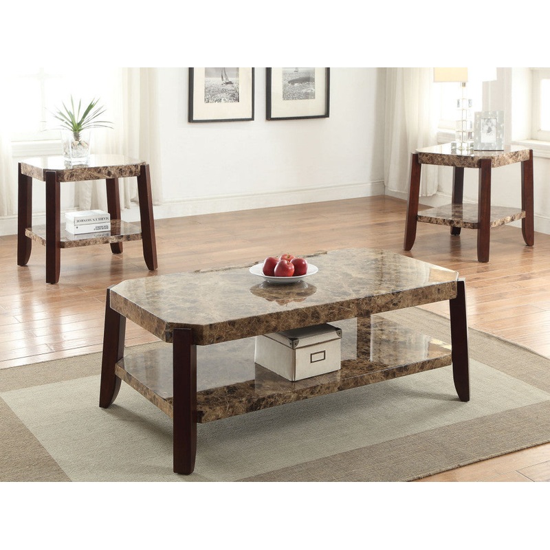Faux Marble And Brown End Table By Homeroots