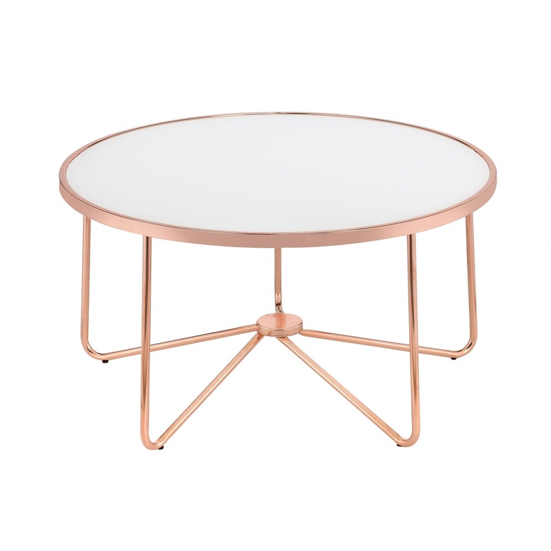 Frosted Glass And Rose Gold Coffee Table By Homeroots