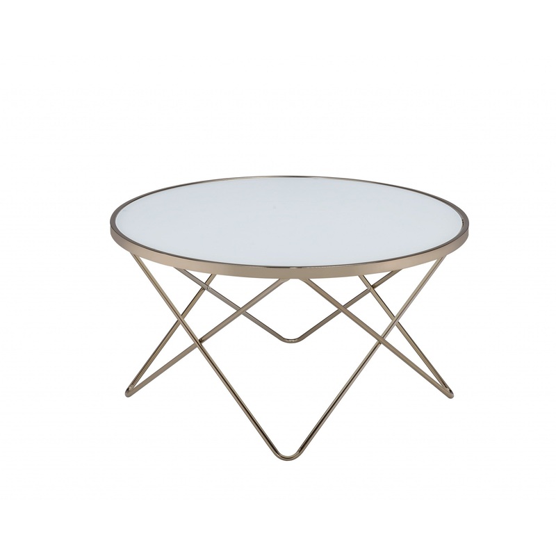 Frosted Glass Champagne Coffee Table By Homeroots