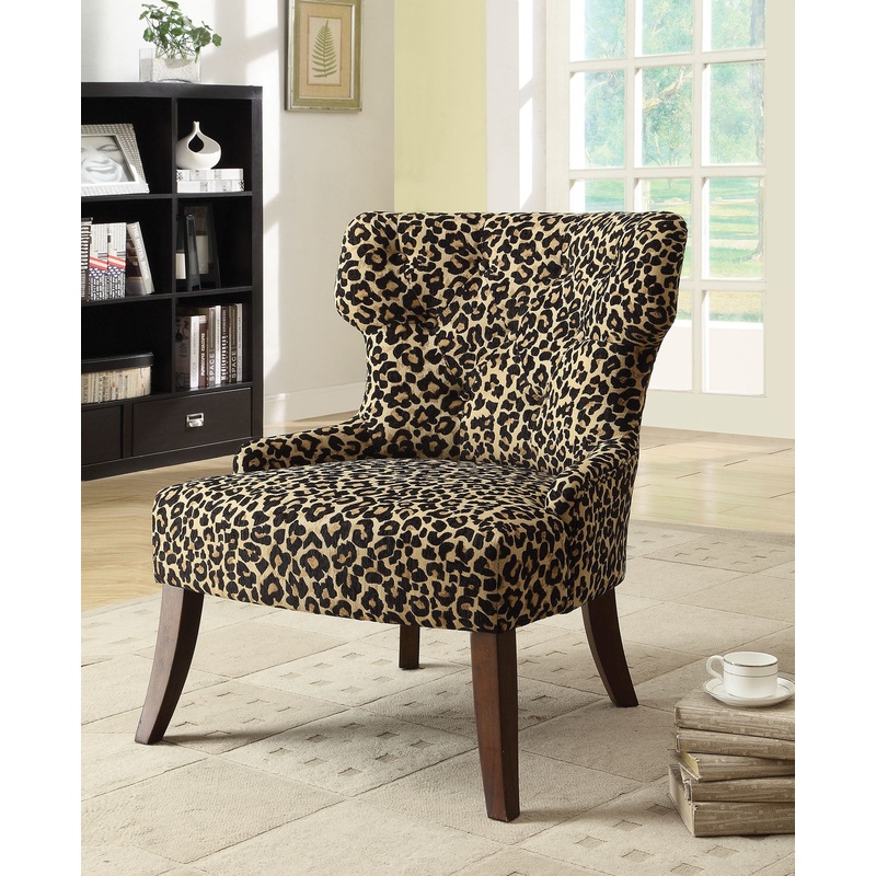 Leopard Fabric And Espresso Accent Chair By Homeroots