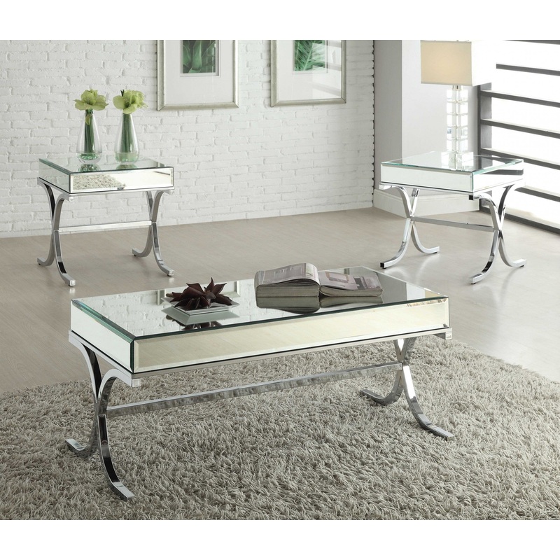 Mirrored Top And Chrome Coffee Table By Homeroots