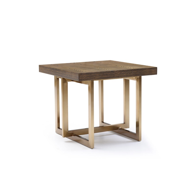Modrest Pike Modern Elm & Antique Brass End Table By Homeroots
