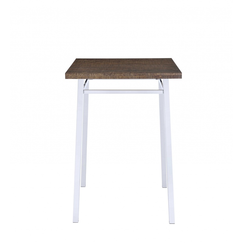 Oak And Chrome Bar Table By Homeroots - 286229