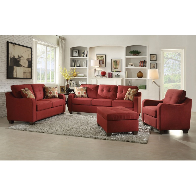Red Linen Chair By Homeroots - 285666