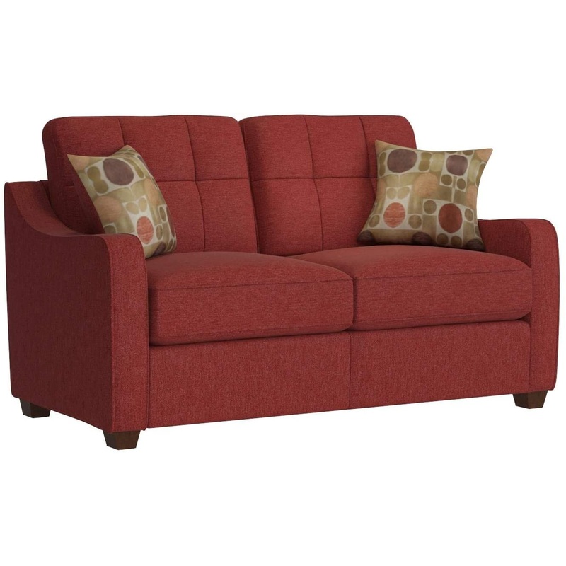 Red Linen Loveseat With Pillows By Homeroots