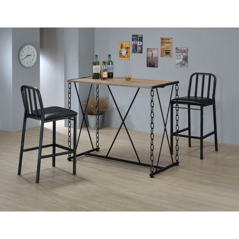 Rustic Oak And Antique Black Bar Table By Homeroots