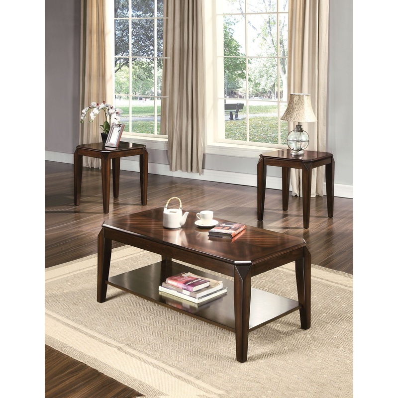 Set of 3 Brown Wood Coffee and End Tables By Homeroots