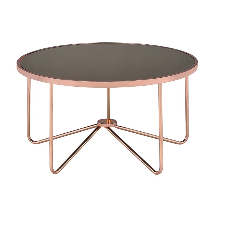 Smoky Glass And Rose Gold Coffee Table By Homeroots